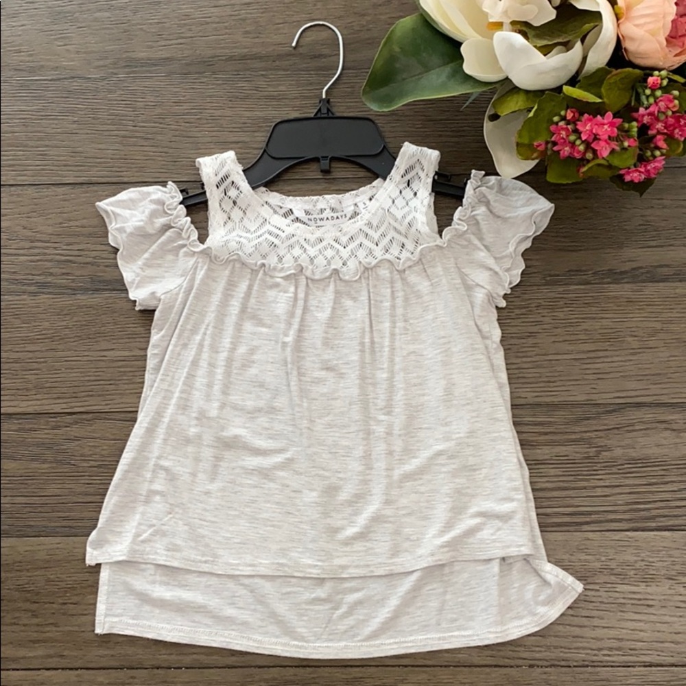 Off the shoulder light grey girls top